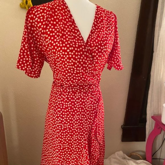 shein red floral dress